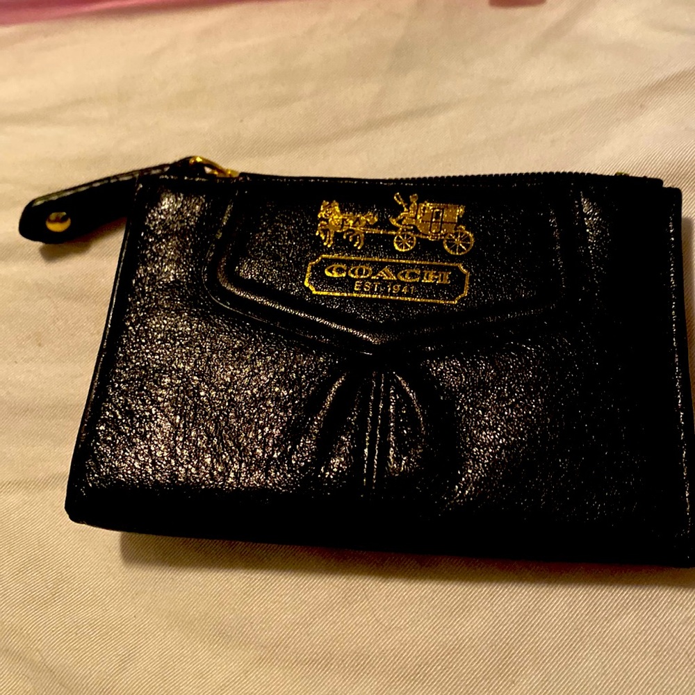 NWT Coach black leather mini credit card wallet - Picture 1 of 6